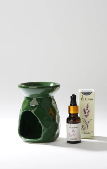 LaLoven Meditasyon İkilisi Lavanta Yağı ve Yeşil Buhurdanlık %100 Doğal