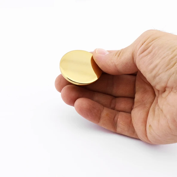 Tek Vidalı Düz Lüks Altın-Gold Düğme Metal Kulp Çekmece Mobilya Mutfak Dolabı Dolap Kulbu Kulplar - Resim 6