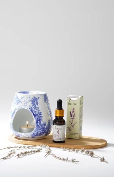 LaLoven Meditasyon İkilisi Lavanta Yağı ve Mavi Desenli Buhurdanlık %100 Doğal - 2