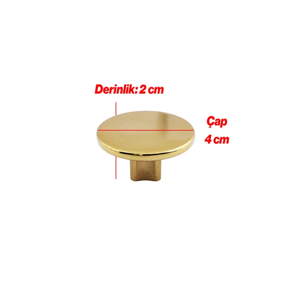 Tek Vidalı Düz Lüks Altın-Gold Düğme Metal Kulp Çekmece Mobilya Mutfak Dolabı Dolap Kulbu Kulplar - Resim 2