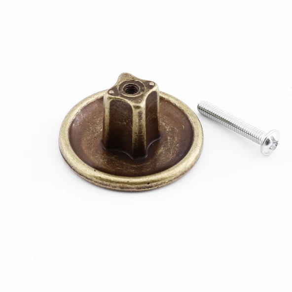 Tek Vidalı Düz Lüks Antik Sarı Düğme Metal Kulp Çekmece Mobilya Mutfak Dolabı Dolap Kulbu Kulplar - Resim 5