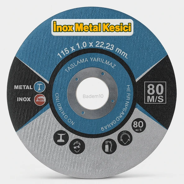 İnox Kesme Diski 115x1,0x22,23 Mm İnce Metal Kesici Taş Disk Spiral Demir Kesici Disk - Resim 2