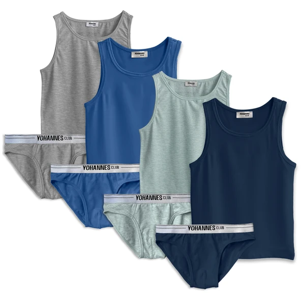 Yohannes Club, Erkek Çocuk, Pamuklu Slip&Atlet, Alt-Üst, 3 çift ve 4 çift seçenekli, - Resim 4