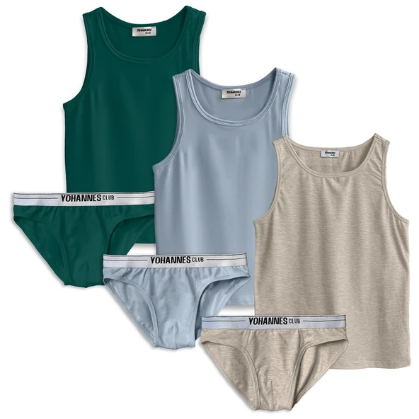 Yohannes Club, Erkek Çocuk, Pamuklu Slip&Atlet, Alt-Üst, 3 çift ve 4 çift seçenekli, ürün görseli