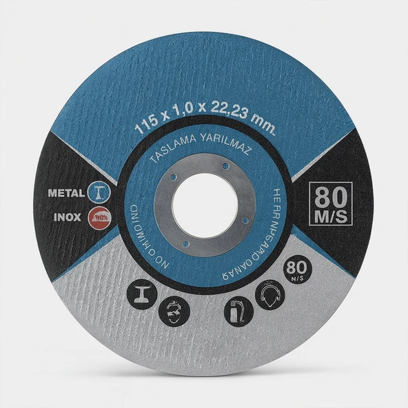 İnox Kesme Diski 115x1,0x22,23 Mm İnce Metal Kesici Taş Disk Spiral Demir Kesici Disk ürün görseli