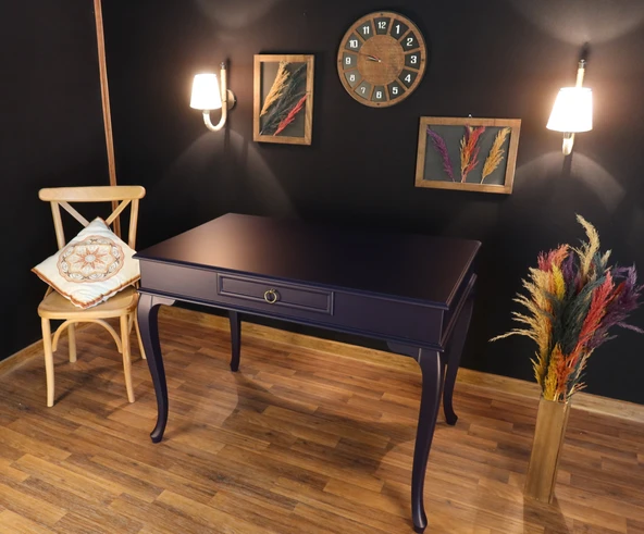 Wooding Mobilya 120 Cm Çekmeceli Masif Lacivert Çalışma Masası - Resim 2