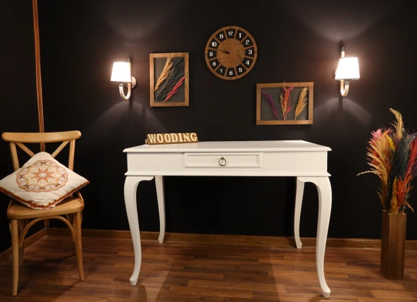 Wooding Mobilya 120 Cm Çekmeceli Masif Beyaz Çalışma Masası - Resim 4
