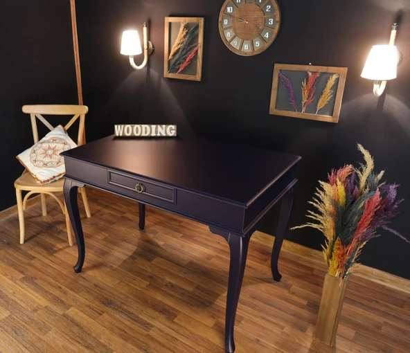 Wooding Mobilya 120 Cm Çekmeceli Masif Lacivert Çalışma Masası - Resim 4