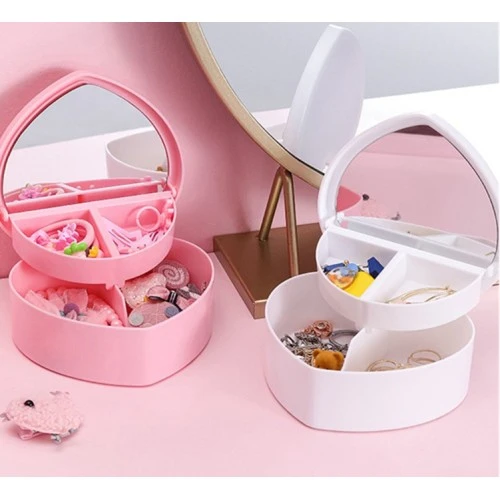 Kalp Tasarımlı Aynalı Takı Saklama Kutusu - 2