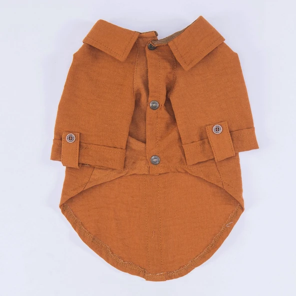 Pawstar Kahve Linen Look Kedi ve Küçük Irk Köpek Gömleği - 5