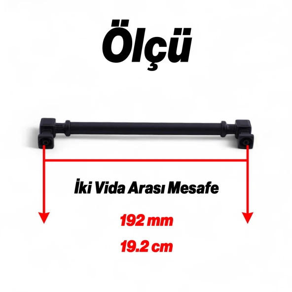 Talas 192 mm SİYAH Metal Kulp Mobilya Çekmece Mutfak Dolabı Dolap Kulpları Kulb 19.2 cm - Resim 3
