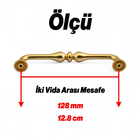 Yayık Gold Altın Metal 128 mm 12.8 cm Mobilya Mutfak Çekmece Dolap Kulpu Kulbu Kulpları - Resim 7
