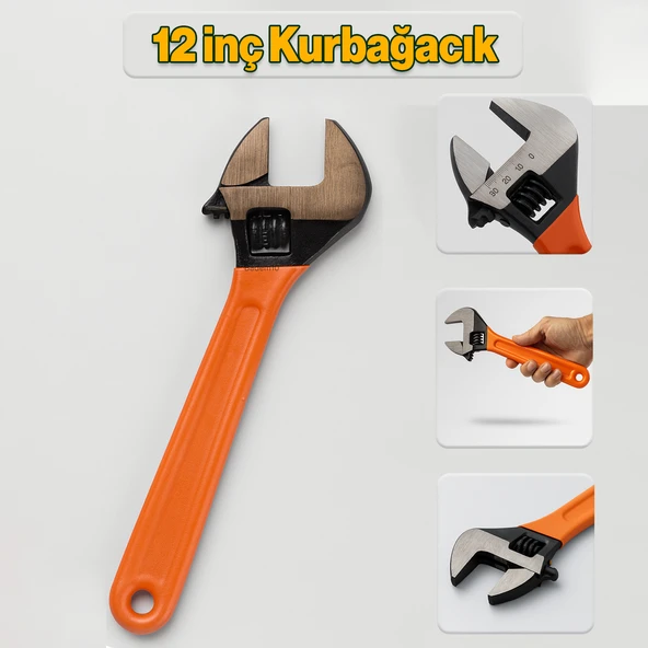 Kurbağacık Mengene 12 İnç 300 Mm 30 Cm Metal Sabitleme İngiliz Anahtarı Kurbacık - Resim 2