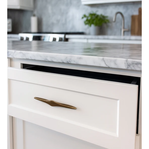 Olivin Antik Sarı Metal Kulp 96 mm - 9.6 cm Mobilya Çekmece Mutfak Dolabı Dolap Kulpları Kulbu Kulpu - Resim 3