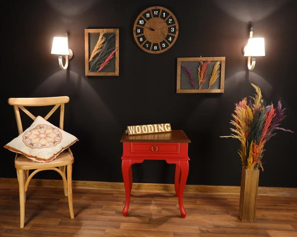 Wooding Mobilya Çekmeceli Masif Kırmızı Ceviz Komodin - Yan Sehpa - Resim 5