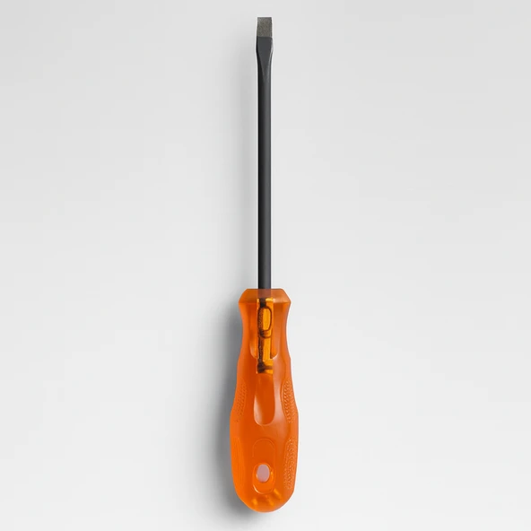 Tornavida Uzun Boy Premium Kraft Düz Tornavida Turuncu Plastik Sap 6x150 mm - Resim 3