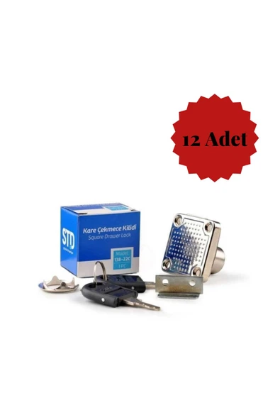 KALİTE Kare Çekmece Dolap Kilidi - 12 Adet - Mobilya Kilitleri ürün görseli