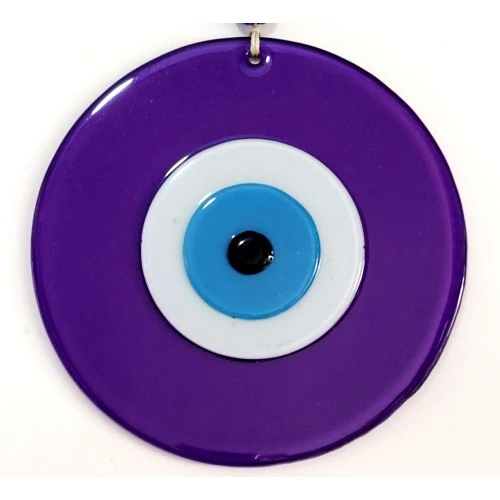 Nazar Boncuklu Mor Renk 20 Santimetre Çapında Cam Duvar Süsü ürün görseli