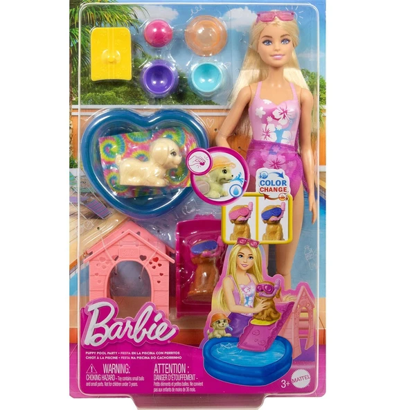 JBF35 Barbie Köpekçikle Havuz Partisi Oyun Seti ürün görseli