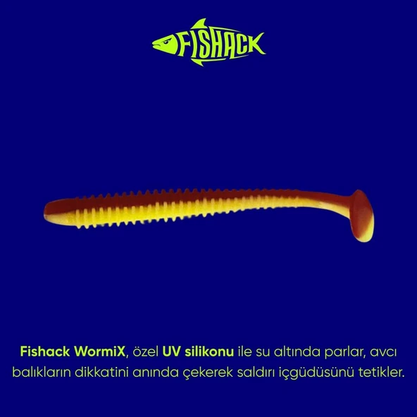 Silikon Kurt Yem - 4,2g 105mm - Turna/Levrek Silikonu - 1 Adet - Kırmızı/Sarı - Karides Kokulu - Resim 2