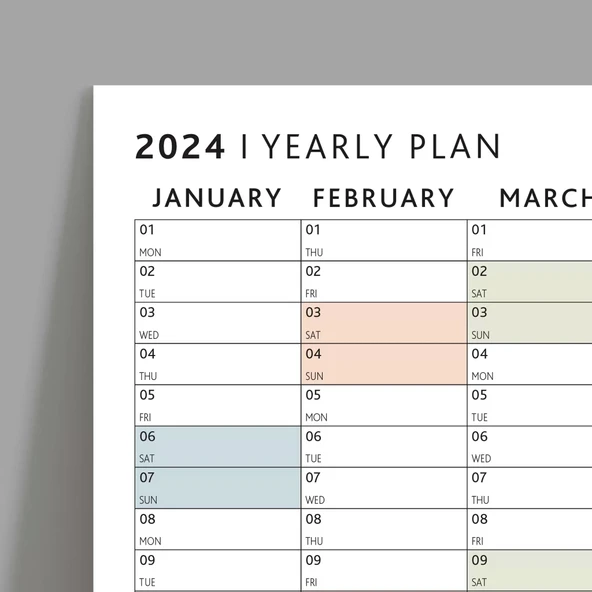 2026 Yıllık Planlayıcı Duvar Takvimi, Planlayıcı Takvim, Yatay Poster Planlayıcı Takvim - Resim 3