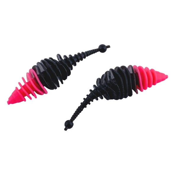 Silikon Kurt Yem - 3g 65mm - Fishack Wormix - 1 Adet - Pembe/Siyah - Karides Kokulu - Resim 3