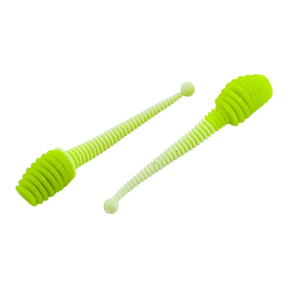 Silikon Kurt Yem - 2,1g 70mm - Fishack Wormix - 1 Adet - Yeşil/Beyaz - Karides Kokulu - Resim 3