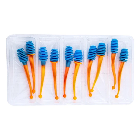 Silikon Kurt Yem - 2,1g 70mm - Fishack Wormix - 1 Adet - Mavi/Turuncu - Karides Kokulu - Resim 4
