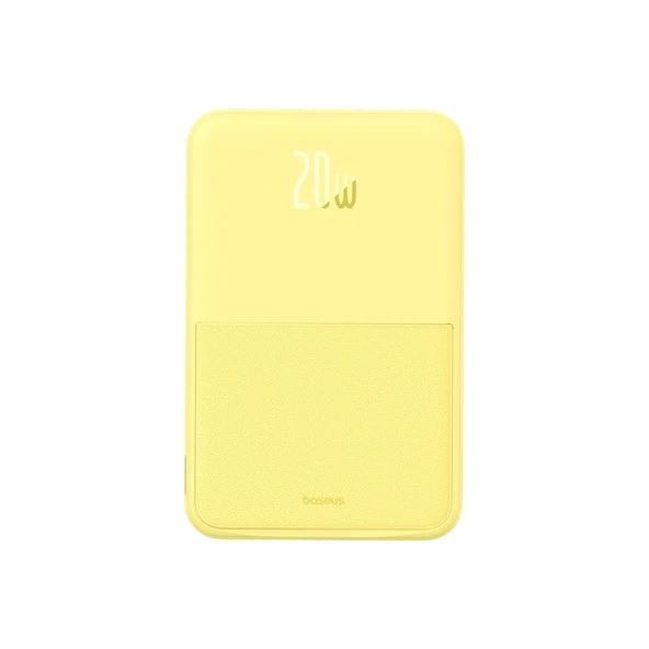 Baseus MagPro Magnetic Bracket Wireless Fast-Charging Power Bank 5000mAh 20W Lemon Yellow (with Simply Series Charging Cable Type-C to Type-C (20V/3A) 30cm White) - Resim 3