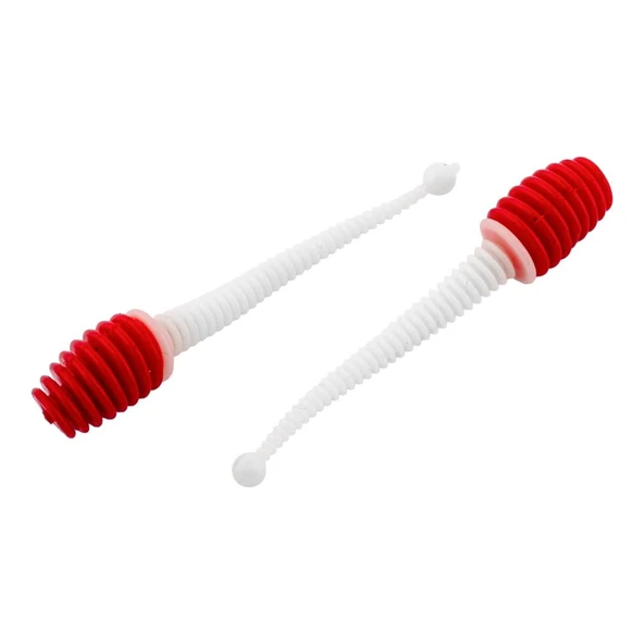Silikon Kurt Yem - 2,1g 70mm - Fishack Wormix - 1 Adet - Kırmızı/Beyaz - Karides Kokulu - Resim 3