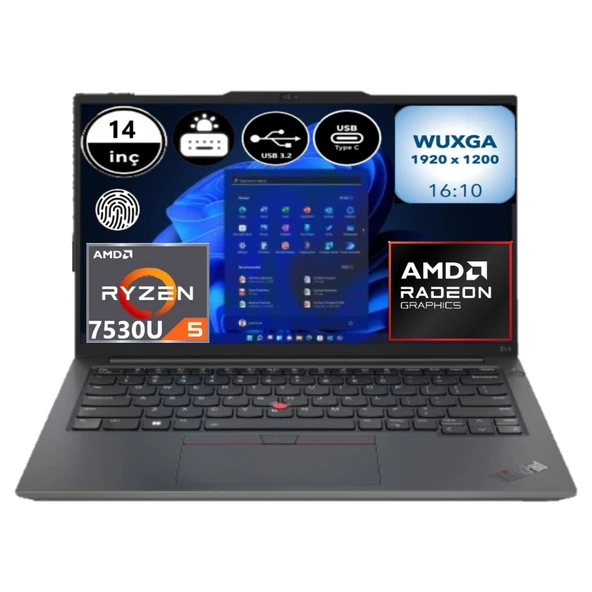 Lenovo Thinkpad E14 Gen 5 21JR0009TX-EP4 Ryzen 5 7530U 16 GB Ram 1 Tb SSD 14" Wuxga Windows 11 Pro + Elektropasaj Çanta - 2