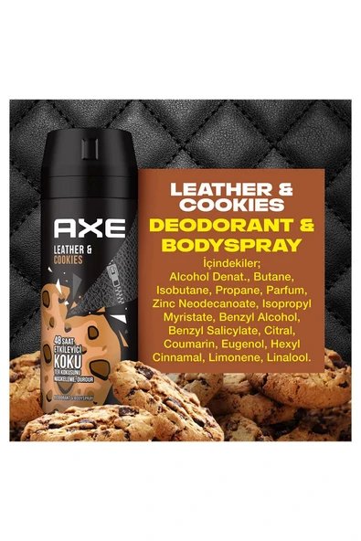 3 Adet Axe Erkek Sprey Deodorant Leather & Cookies 48 Saat Etkileyeci Koku 150 ml - Resim 7