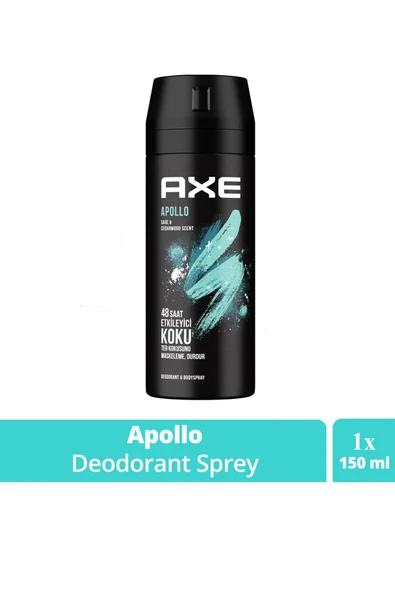 Axe Erkek Sprey Deodorant Apollo 48 Saat Etkileyici Koku Vücut Spreyi 150 ml ürün görseli 1