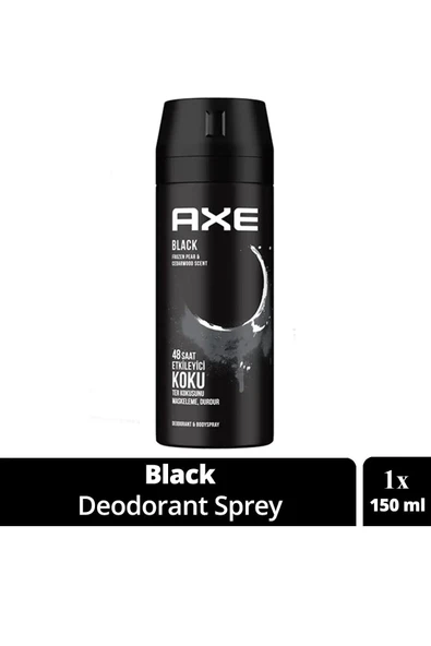 Axe Erkek Deodorant & Bodyspray Black 48 Saat Etkileyici Koku Vücut Spreyi 150 ml ürün görseli 1