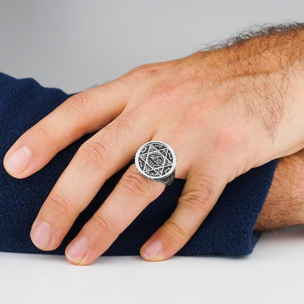Hz Süleyman Mührü 925 Ayar Gümüş Yüzük - 2