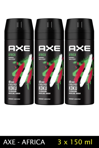 3 Adet Axe Africa Erkek Deodorant Sprey 150 ml - 1