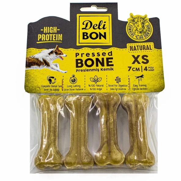 Delibon Deri Köpek Çiğneti Pres Kemik 4x7cm Natural ürün görseli 1