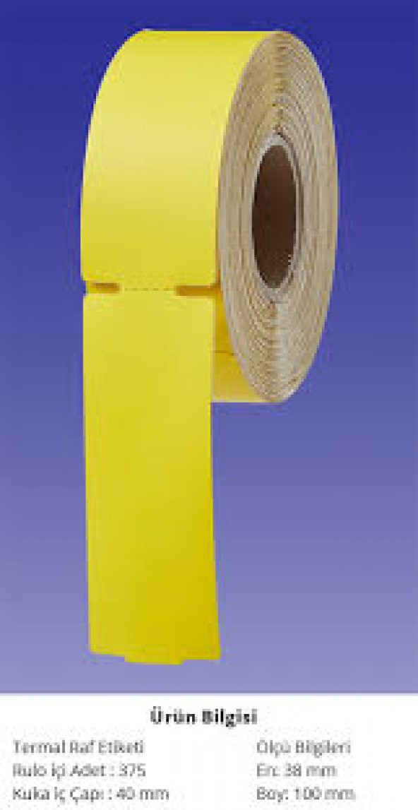 100*38 RAF ETİKETİ SARI ZEMİN 10 RULO 3500 ADET ürün görseli 1
