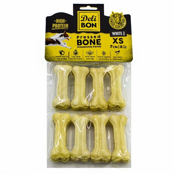 Delibon Deri Köpek Çiğneti Pres Kemik 8x7cm Beyaz - 1
