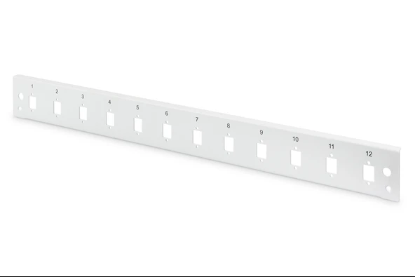 Digitus DN-96200-QL Sürgülü Boş Fiber Optik Sonlandırma Kutusu için Ön Panel, Kilit Mekanizmalı, 12 x LC Duplex SC Simplex, E2000 Simplex Dikey, 1U, Vernikli Çelik Sac, Gri Renk (RAL 7035)<br>
D - 1