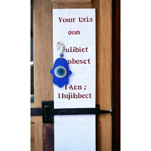 Nazar Boncuklu Şeffaf Mavi Fatma Ana Bereket Eli Cam Duvar Süsü - Resim 3