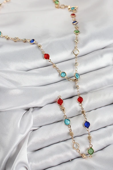 Pirinç Renkli Zirkon Taşlı Model Gold Renk Kadın Y Kolye - TJ-BKO10434 - 2