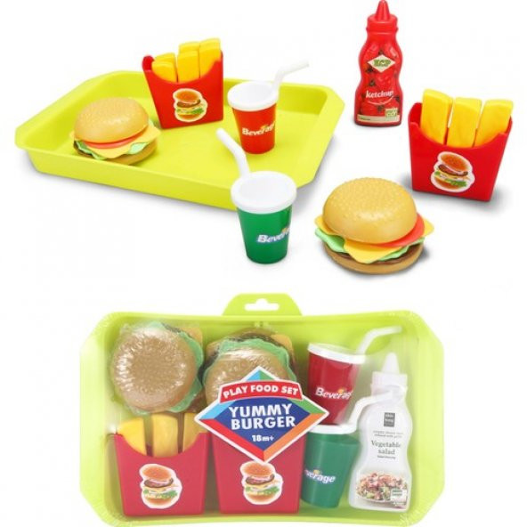 Tepsili Oyuncak Hamburger Seti