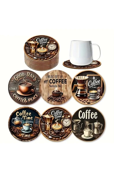 Valerine Life Ev Ofis Çay Fincan Bardak Altlığı 10x10cm Yıkanabilir Kaymaz 6'lı Deri Coaster Seti - Resim 2