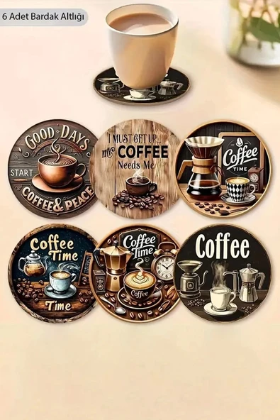 Valerine Life Ev Ofis Çay Fincan Bardak Altlığı 10x10cm Yıkanabilir Kaymaz 6'lı Deri Coaster Seti ürün görseli