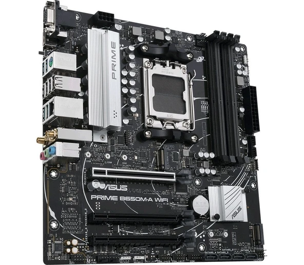 ASUS Prıme B650M-A Wıfı Amd B650 Am5 Ddr5 6400 Dp Hdmı Vga 2X M2 Usb3.2 Ax Wifi + Bt Aura Rgb 2.5Gbit Lan Matx (Prıme B650M-A Wıfı) Anakart - Resim 3