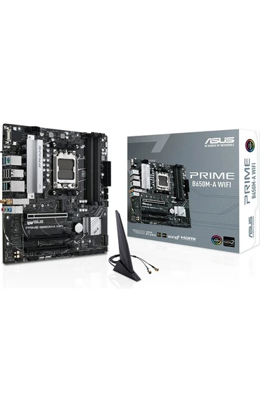 ASUS Prıme B650M-A Wıfı Amd B650 Am5 Ddr5 6400 Dp Hdmı Vga 2X M2 Usb3.2 Ax Wifi + Bt Aura Rgb 2.5Gbit Lan Matx (Prıme B650M-A Wıfı) Anakart - Resim 2
