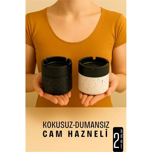 Cam Küllük - Desenli 2 li Küllük Seti  Kafe Küllüğü Restoran Küllüğü Masaüstü Küllük - 1