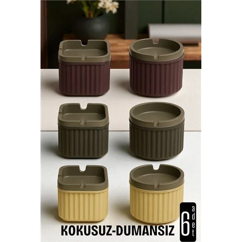 Kokusuz Dumansız Küllük - 6 li Küllük Seti Kafe Küllüğü Restoran Küllüğü Masaüstü Küllük - 1