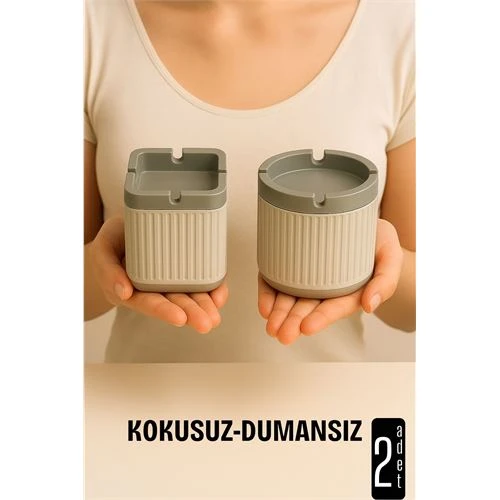 Kokusuz Dumansız Küllük - 2 li Küllük Seti Kafe Küllüğü Restoran Küllüğü Masaüstü Küllük - 1